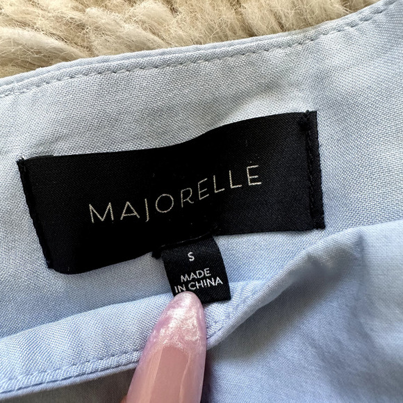 Majorelle- Carolyn Light Blue Belted Mini Dress With Slit Size Small - Picture 4 of 11